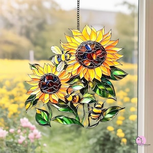 Vibrant Sunflower Acrylic Suncatcher, Cheerful Summer Window Accent